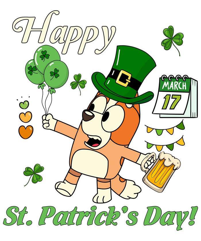St. Patrick's Day Bluey Design (V1) pressed on a garment