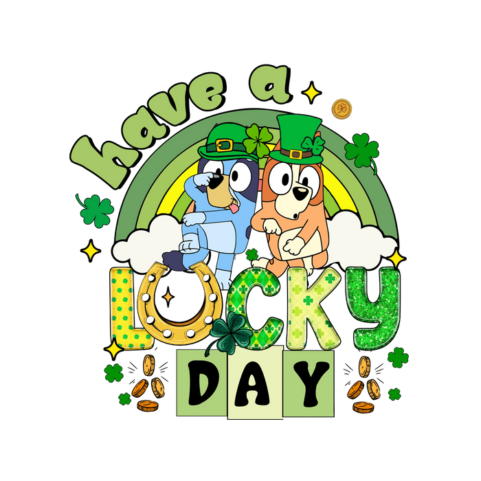 Happy St. Patrick's Day Bluey Party (Copy) pressed on a garment