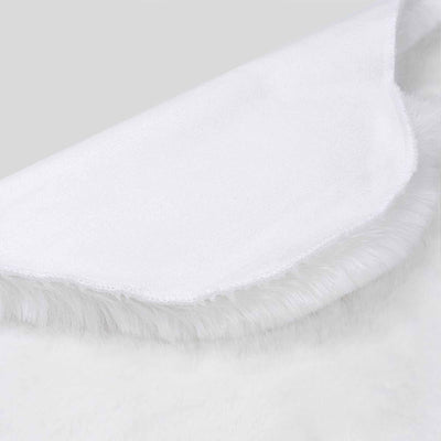 White Faux Fur Christmas Tree Skirt – Plush Shag Holiday Tree Cover