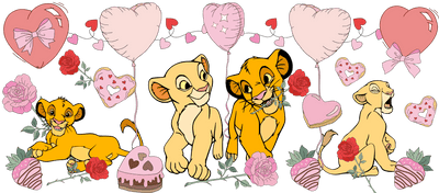 Lion King Simba and Nala Glass Cup Wrap V1 | DTF Dallas - DTF Dallas 
