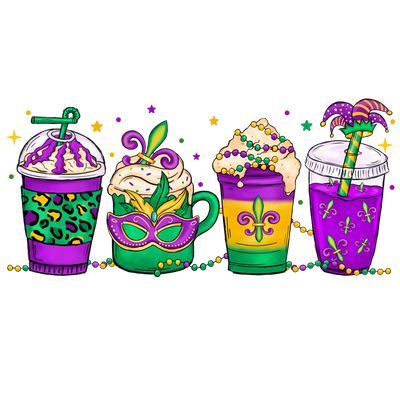 Mardi Gras Party Drinks Design - DTF Ready To Press - DTF Dallas 