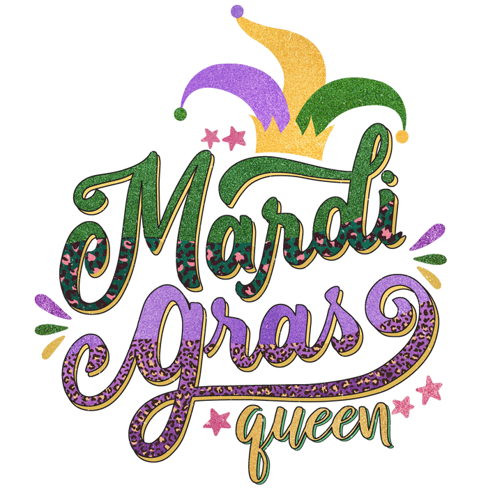 Mardi Gras Queen Design pressed on a garment