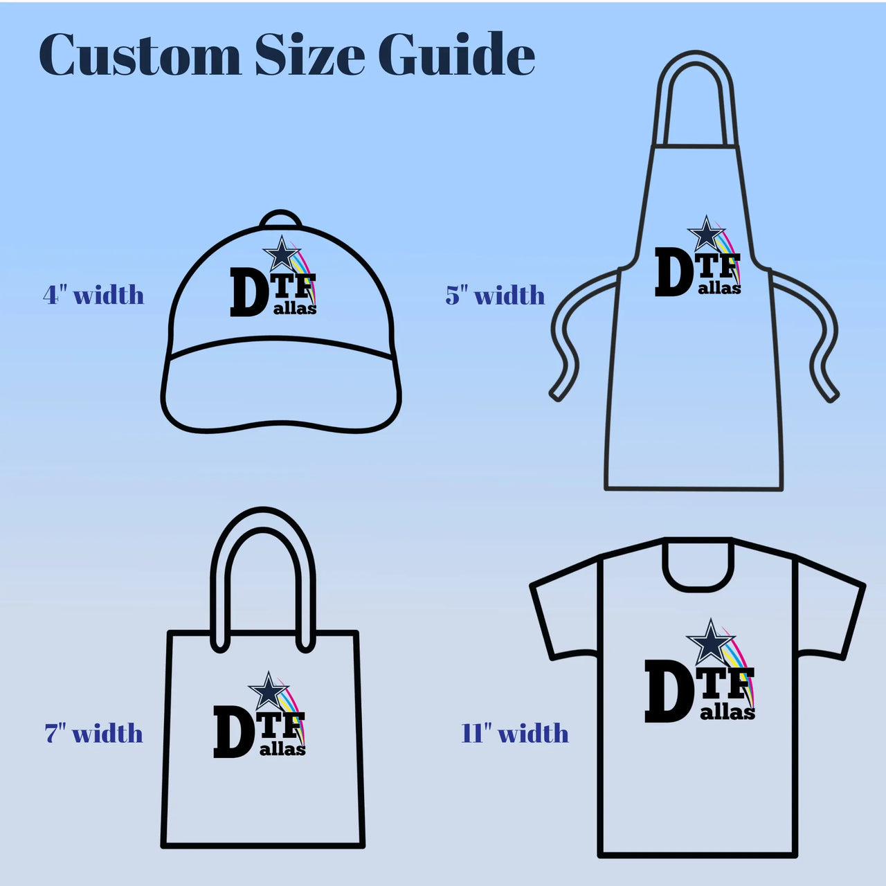 DTF Transfers by Size DTF Dallas