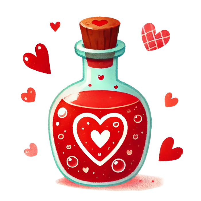Valentine's Day Love Potion Design pressed on a garment