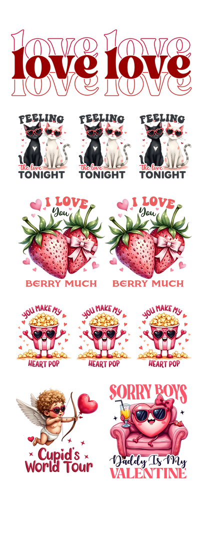 Playful Love: Valentine’s Day DTF Gang Sheet 22"x60" Premade DTF Gang Sheet - DTF Dallas 