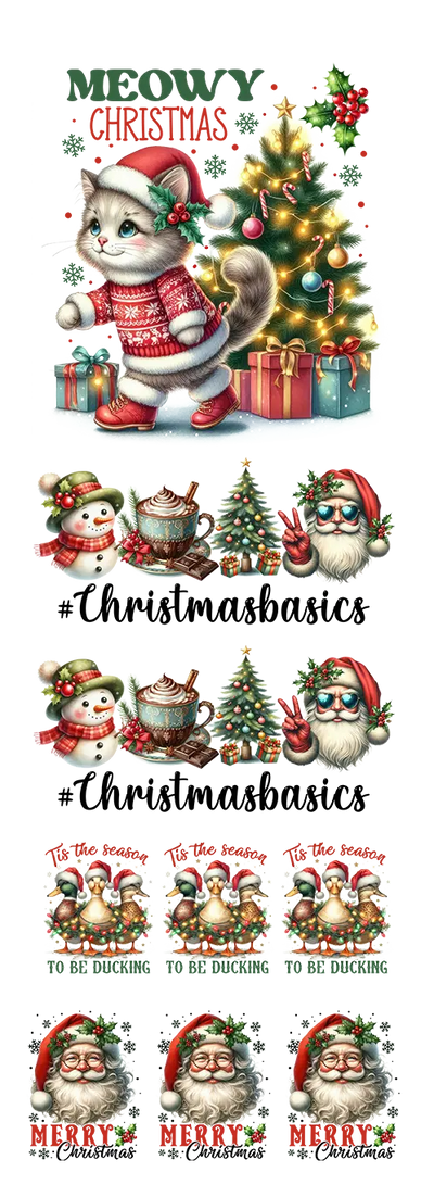 Meowy Christmas: Christmas DTF Gang Sheet 22"x60" Premade - DTF Dallas 