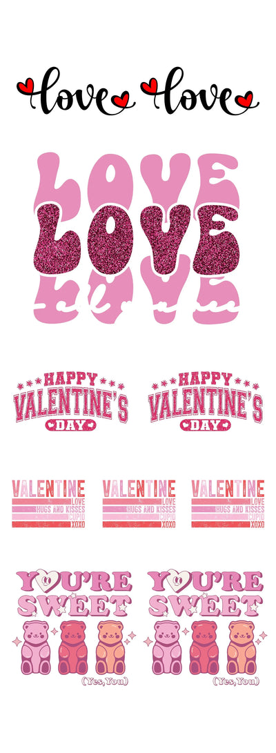 Sweet & Lovely: Valentine’s Day DTF Gang Sheet 22"x60" Premade DTF Gang Sheet - DTF Dallas 