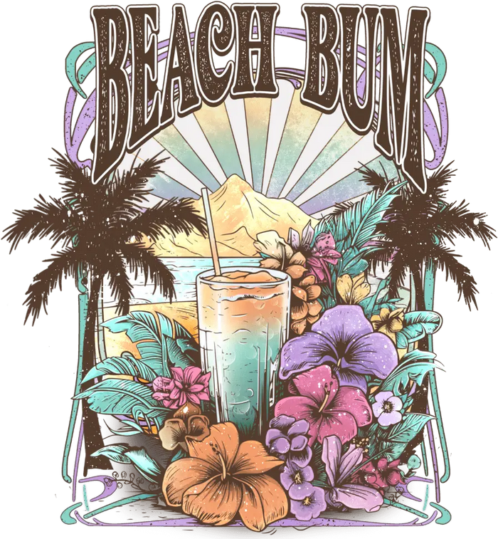 Beach Bum Design  Coastal Spirit Collection pressed on a garment
