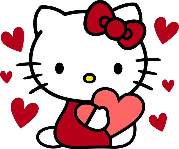 Hello Kitty Love Me Valentine's Day Design pressed on a garment