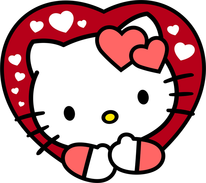 Hello Kitty Valentine's Day Heart DTF (V2) pressed on a garment