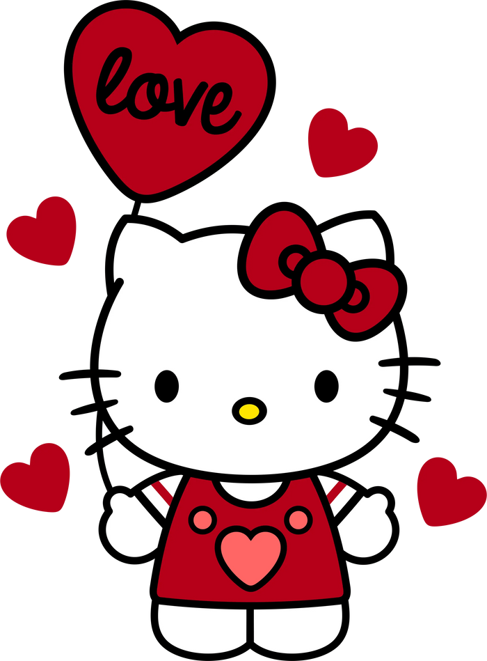 Hello Kitty Love Design pressed on a garment