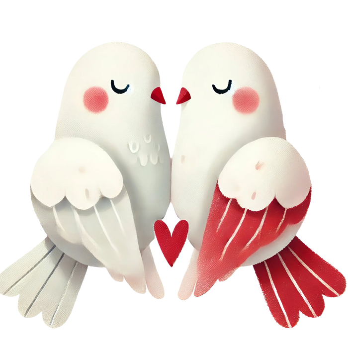 Valentine's Day Dove Lover Design pressed on a garment