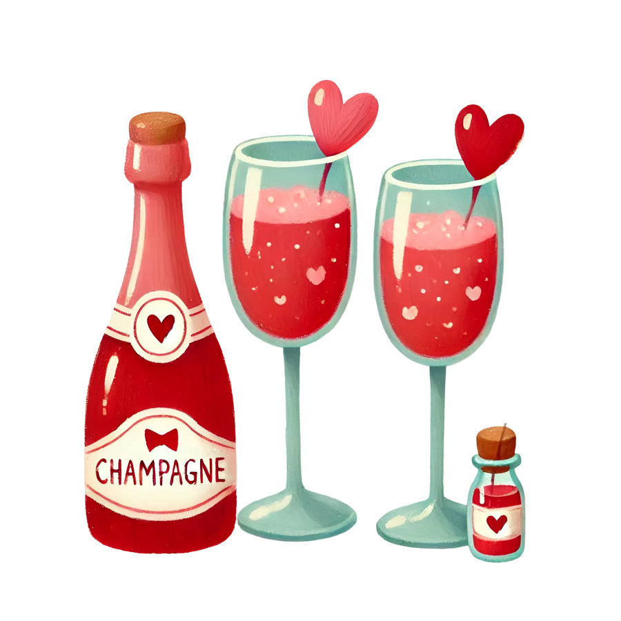 Valentine's Day Champagne Couple Design | DTF Dallas