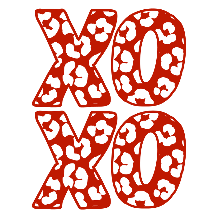 XOXO Leopard Valentine's Day Design DTF Ready 1 pressed on a garment