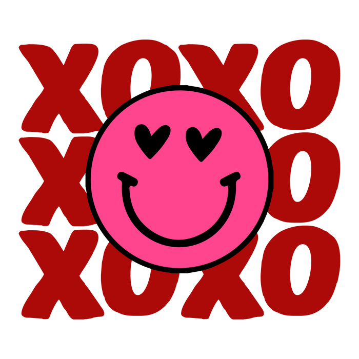 XOXO Smile Valentine's Day Design DTF Ready V1 pressed on a garment